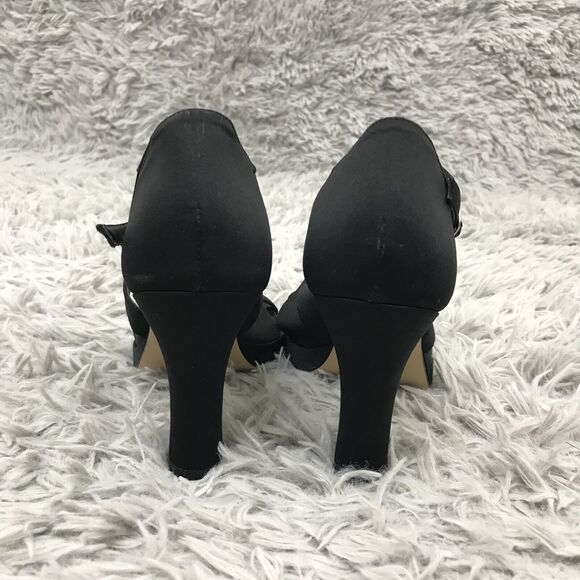 SAM & LIBBY SANDAL HEELS Carla Satin Black Straps 6.5 M - Picture 5 of 8